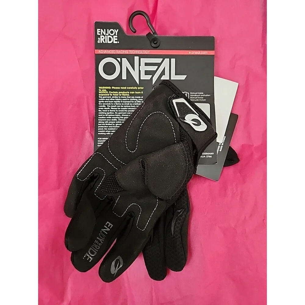 O'Neal Element Gloves Adult Size 8 Small Black Racewear Motocross Dirtbike NWT